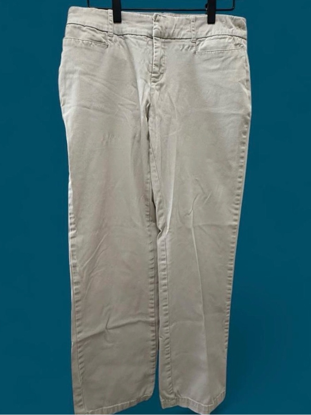 Women’s Cream Khaki Business Casual Straight Leg Preppy Workwear Pants Size 4